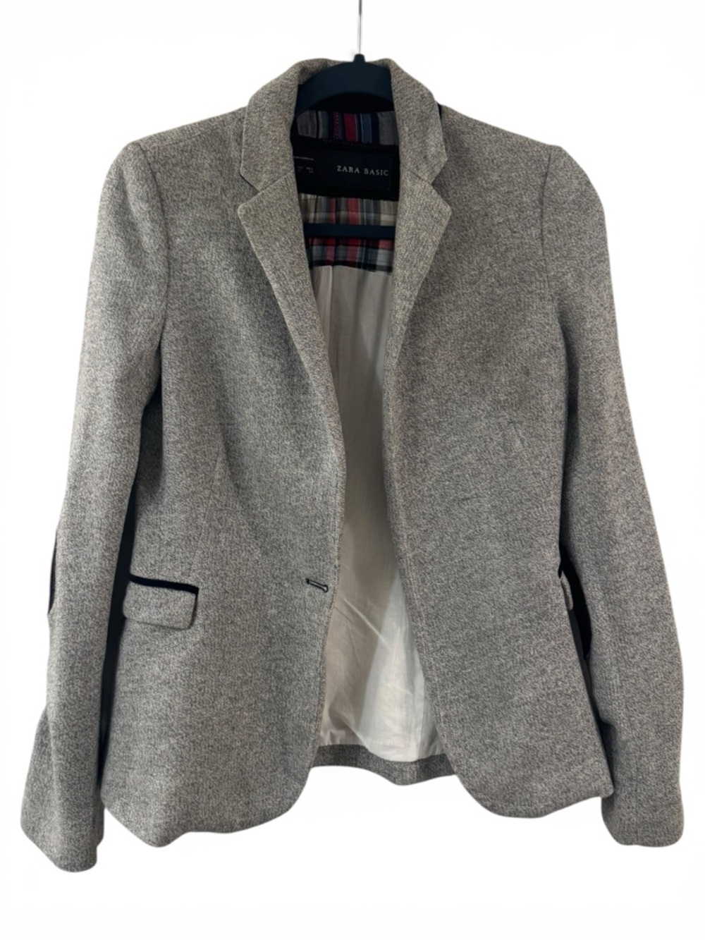 Zara Light Gray Cotton Tweed Women's Blazer Jacket - XS